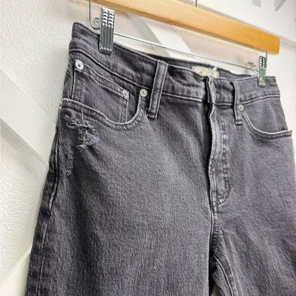 Madewell The Mid-Rise Perfect Vintage Straight Jean Black Ripped Edition Size 26 - Picture 4 of 13